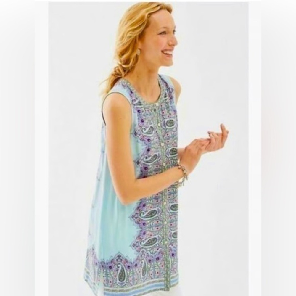 J. Jill Top Paisley Tunic Tank Sleeveless Boho Front Paisley XS Petite